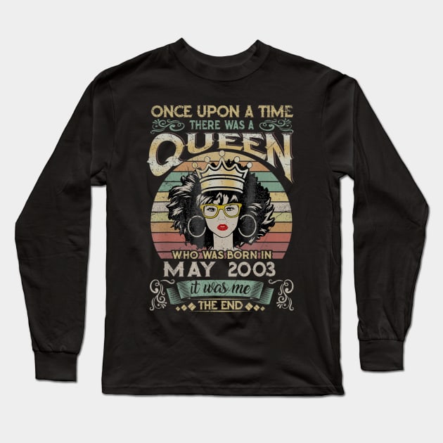 Girls 17th Birthday Queen May 2003 Queen Birthday Long Sleeve T-Shirt by daylightpombo3